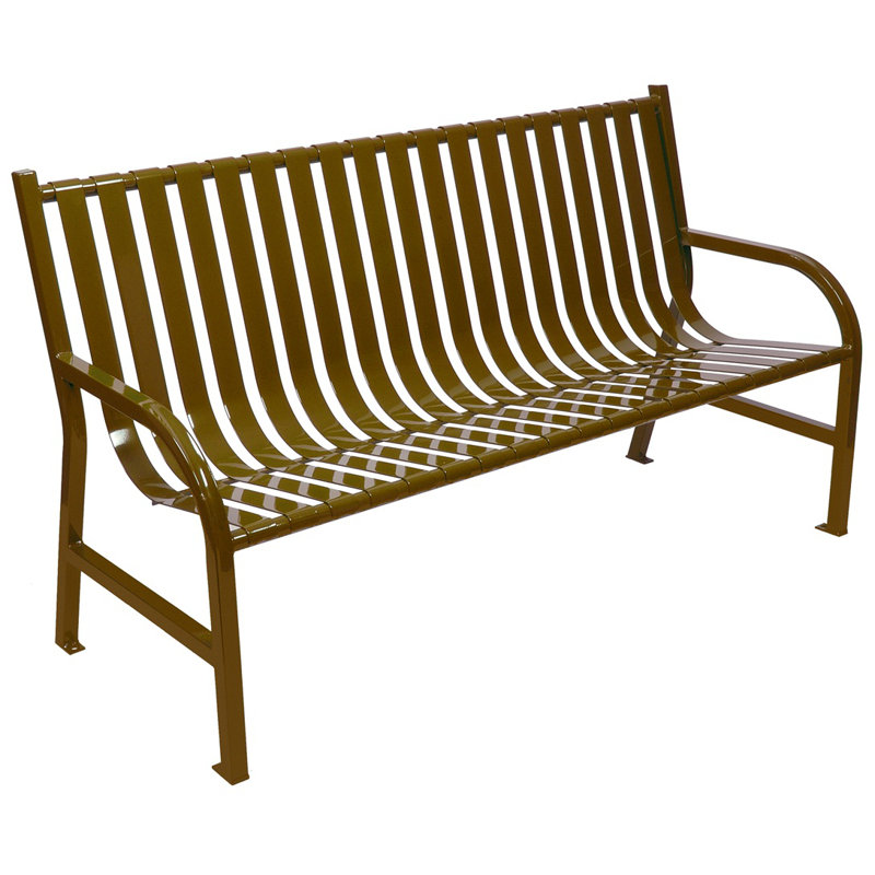Banc de jardin à lattes en métal, Brun, 5 pi, Non