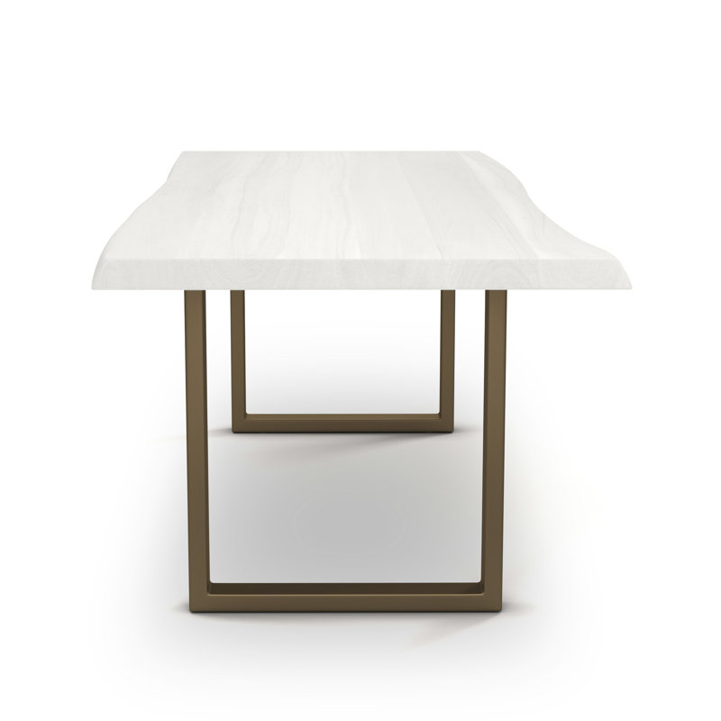 Table de salle à manger Colin, Laiton, Blanc délavé, H 29,75 po x L 116 po x l 40 po