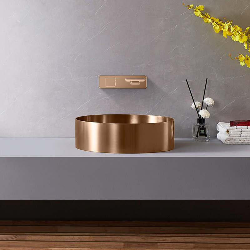 15.7'' L Bathroom Sink, Brushed Rose Gold