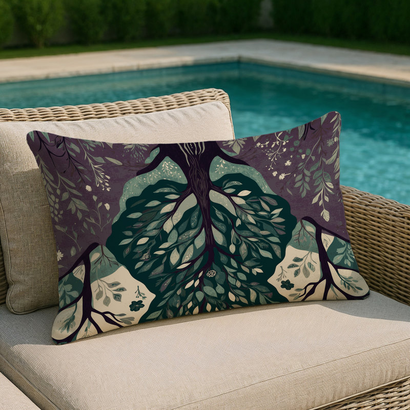 Midnight Arbor Indoor And Outdoor Throw Pillow, Rectangle 14"H x 20"W