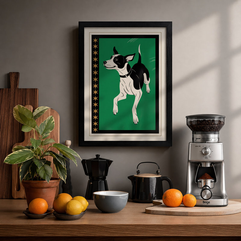 Dog in Profile Mid-Century - Framed Print, A1 - 84.1 x 59.4 cm, Black