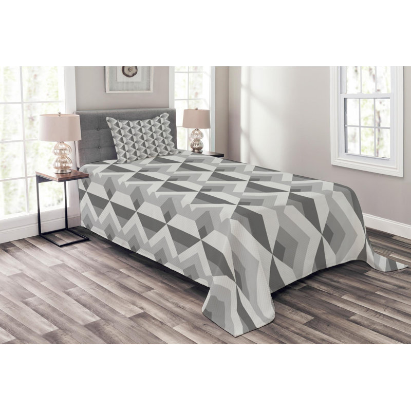 Modern & Contemporary Geometric Shapes Coverlet, Twin Coverlet + 1 Sham
