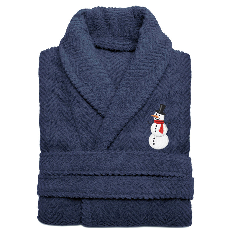 Peignoir bonhomme de neige 100% coton, S / M, Bleu minuit