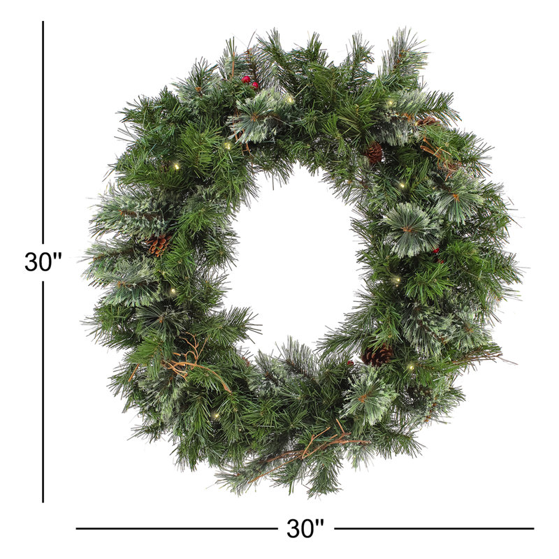 Couronne de pin scintillante avec lumières DEL, 30"
