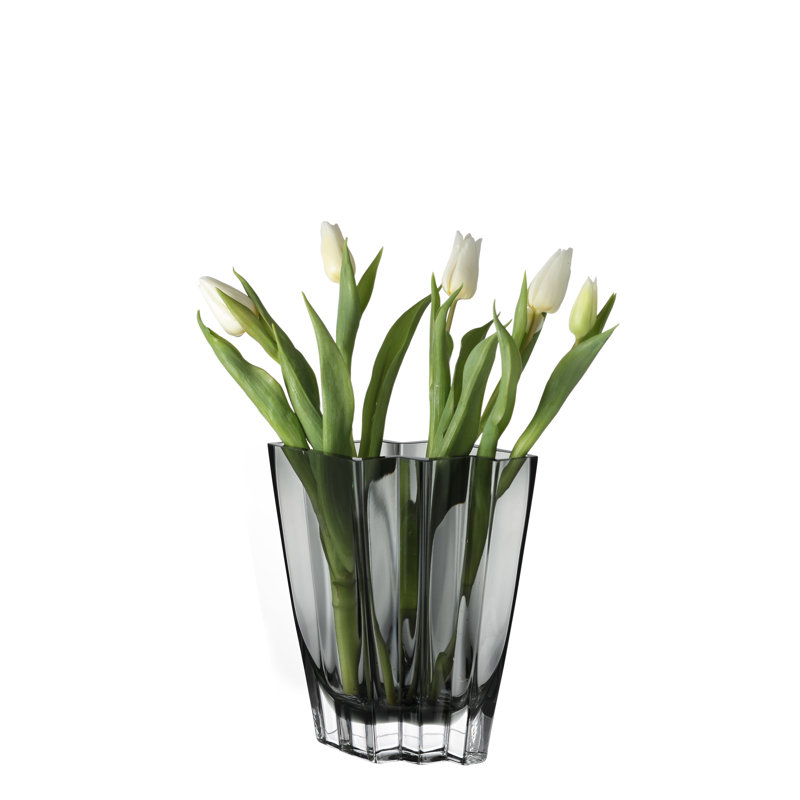Verre - Vase - Conception à chevrons - Durable - Fabriqué en Europe - par Barski, Noir, H 9 po x l 8,25 po x P 5,5 po