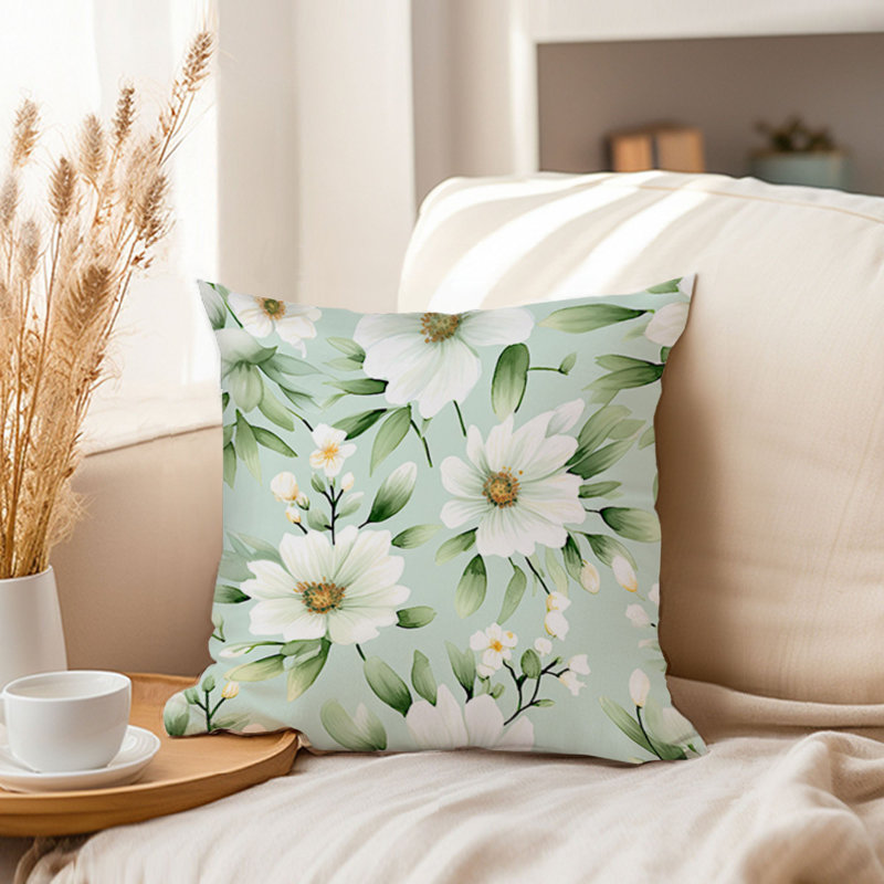 Floral Sage Green Flowers III Cottage & Cottagecore, 18"H x 18"W