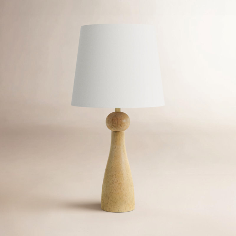 Amrita Reyer Solid Wood Table Lamp, Beige