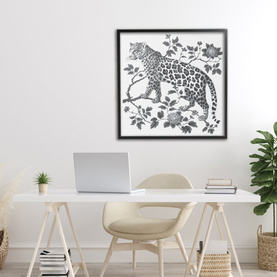 Monochrome Detail Leopard Framed Giclee, design by Lettered and Lined
