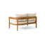 Canapé d'extérieur en bois d'acacia à 4 places avec accoudoirs gauche et droit, conception en corde beige