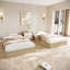 Base de lit plateforme simple en bois, base de lit autoportante avec lattes de bois, aucun sommier requis, profil bas, pas de tête de lit, assemblage facile, pour les petites chambres à coucher, appartements, chêne-651848498-651848503