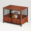 Caisse pour chien de 43 po en bois de noyer cannelé de style meuble pour grands et moyens chiens - conception à double porte, maison pour animaux décorative et table de bout intérieure.