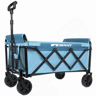 Chariot pliable avec roues, chariots de camping utilitaires légers pliables avec une capacité de poids de 3600 lb, chariots avec porte-gobelets pour le jardin, les sports, l'épicerie, le magasinage (bleu)