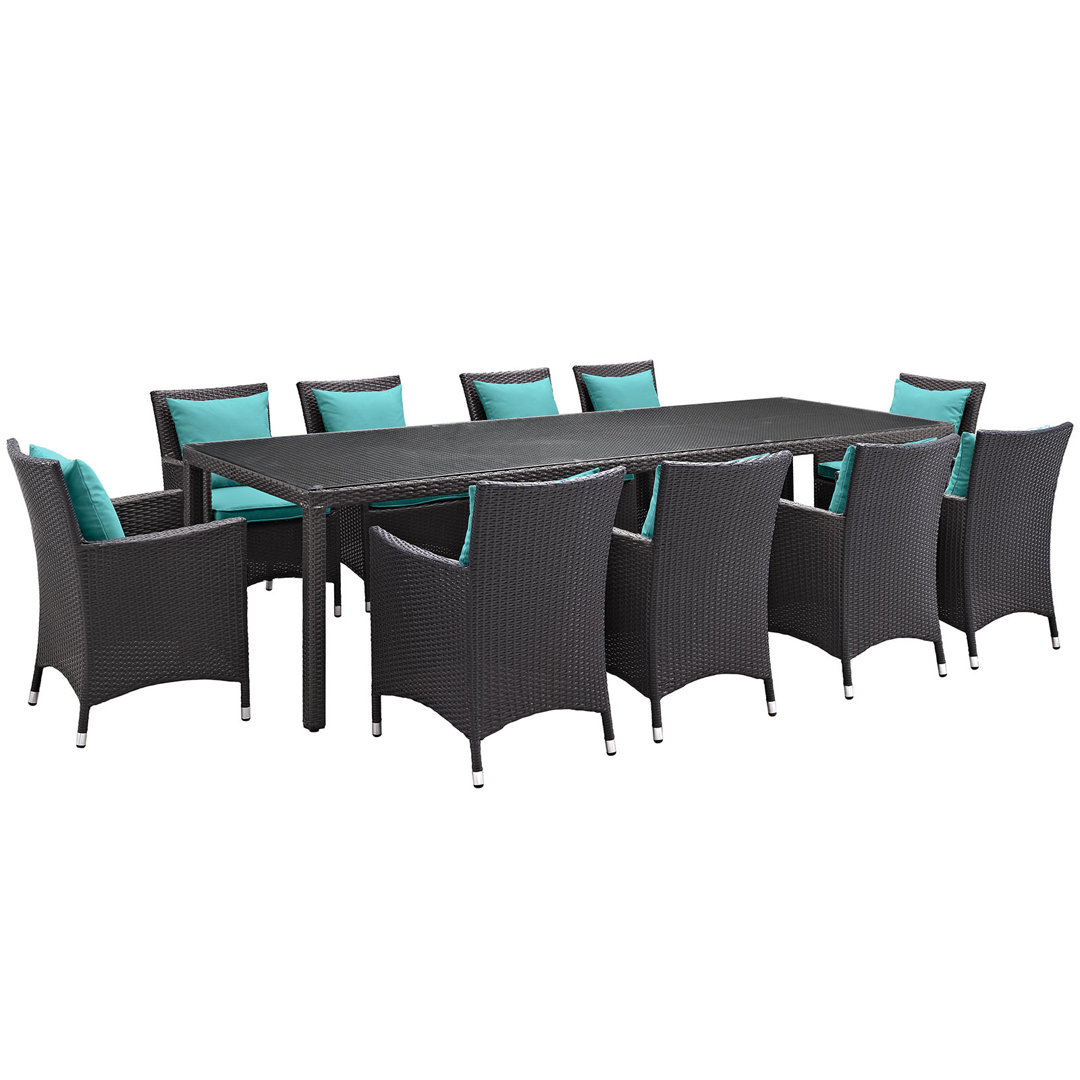Convene Rectangular 10 - Person 165" Long Dining Set Modway Cushion