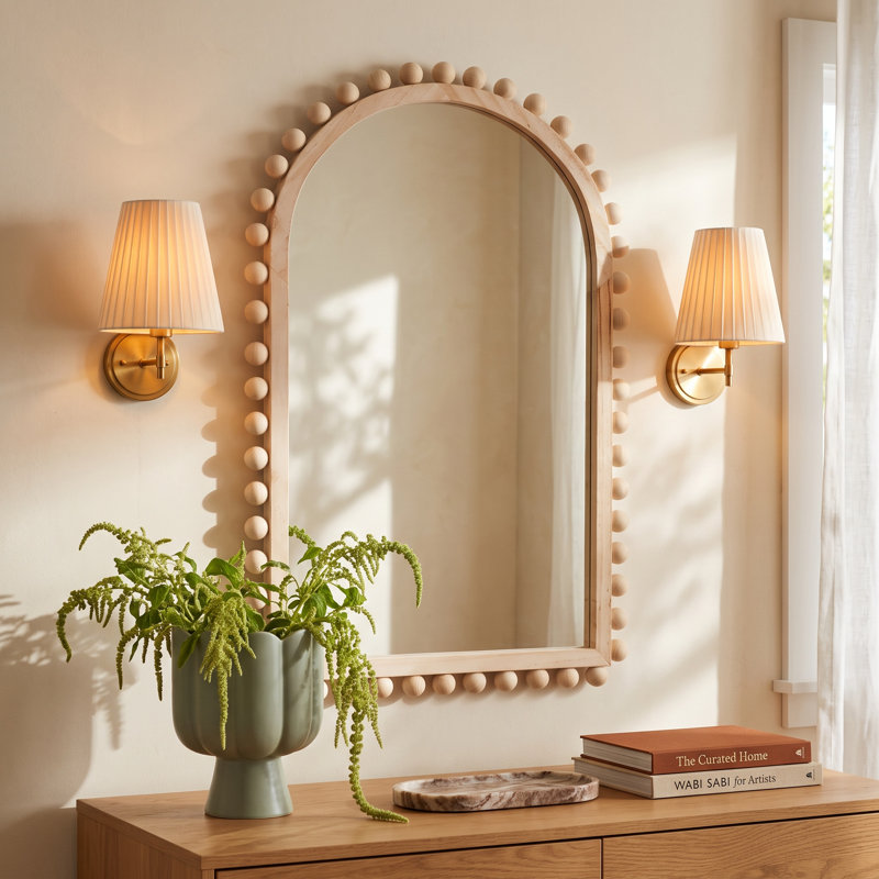 Waltham Solid Wood Arch Mirror, Natural