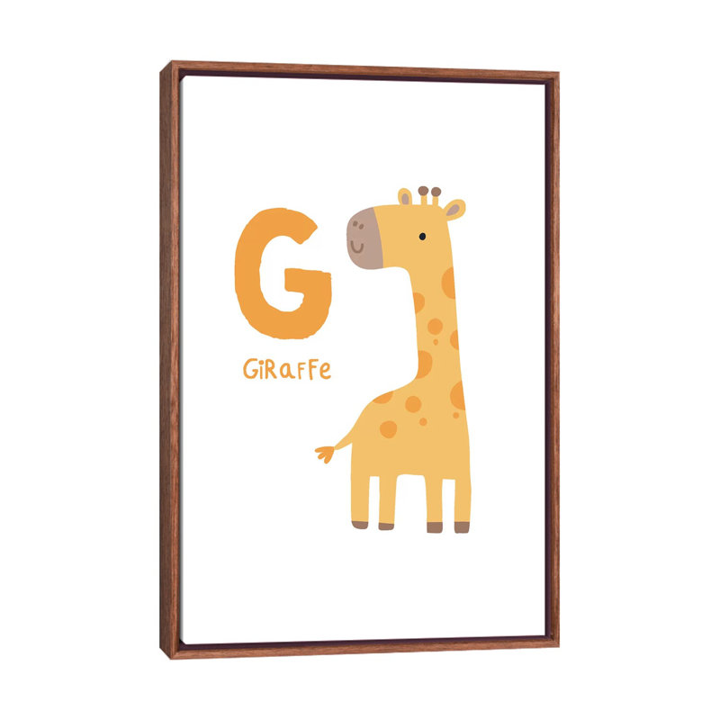 Animal Alphabet G - impression d'art graphique, H 40 po x l 26 po x P 1,5 po, Toile avec cadre brun, Pas de tapis