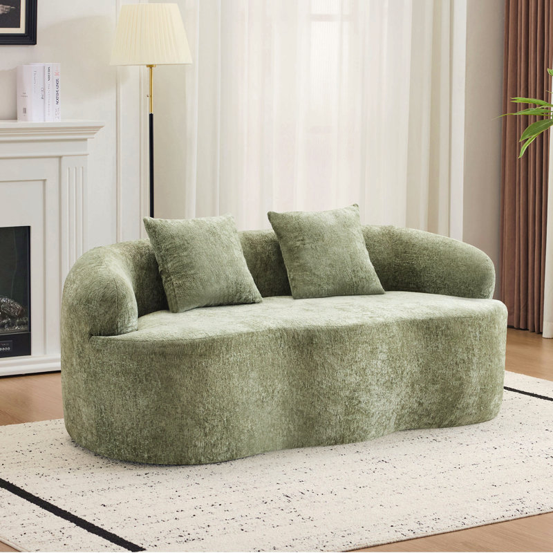 Causeuse incurvée Teddy, Vert, H 27,6 po x l 66,93 po x P 35 po