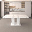 Table de salle à manger extensible pour 6-10 moderne table de cuisine en faux marbre blanc avec base à double colonne, grande table de salle à manger rectangulaire