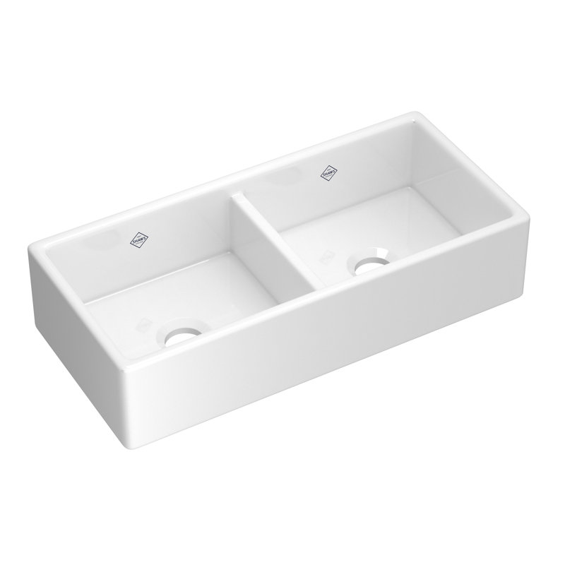 Shaker™ 39" L x 18" W Double Basin Apron Kitchen Sink, White