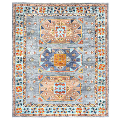Tapis unique gris noué à la main nouvel âge de 8 pi 3 po x 9 pi 7 po Volkward