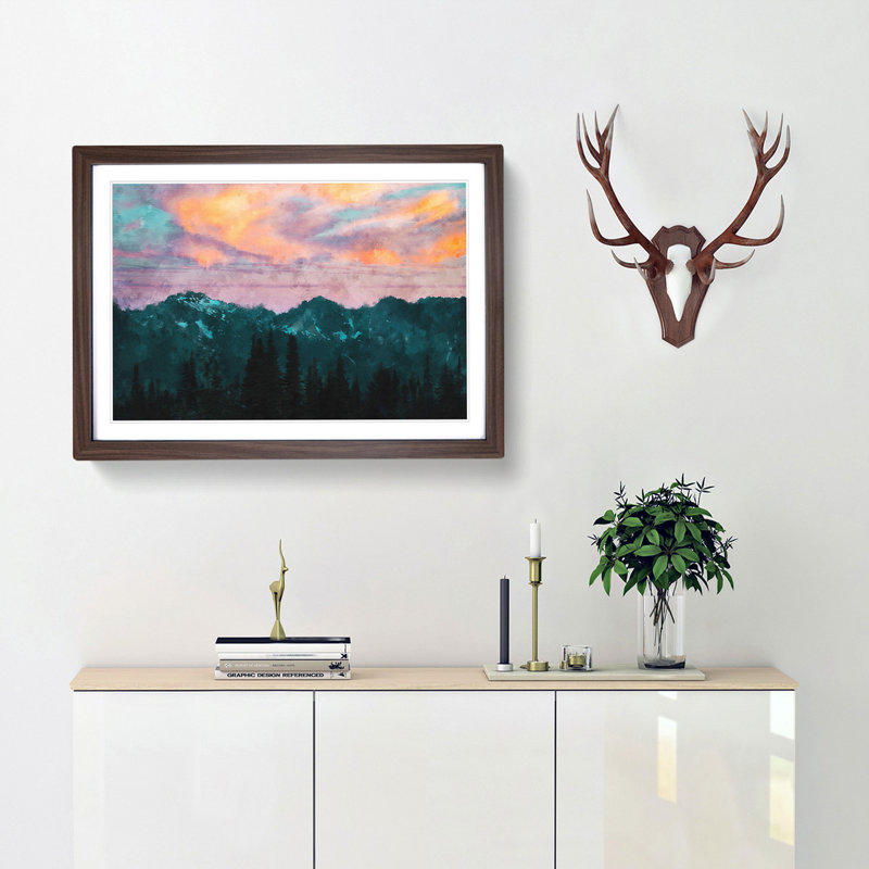 Mountain Divide - Picture Frame Painting Print, 33cm H x 45cm W x 2cm D, Walnut Framed