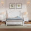 Ensemble de chambre à coucher 3 pièces, lit plateforme double en bois et deux tables de chevet - blanc-1317423616-1317423617