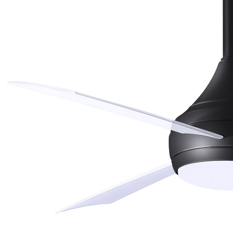 Donaire LED Outdoor Downrod Ceiling Fan, Matte Black, Gloss White