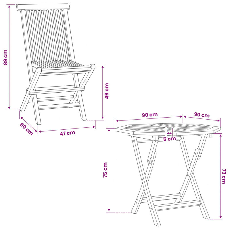 Solid Wood Patio Dining Set Table,, 4