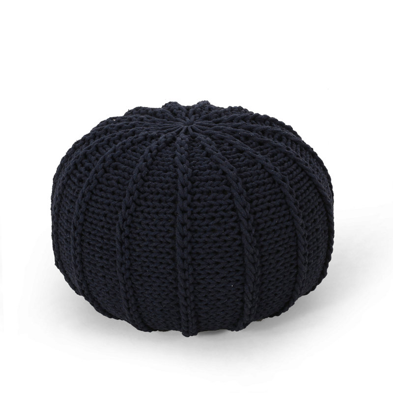 Pouf rond en coton Bordeaux, bleu foncé