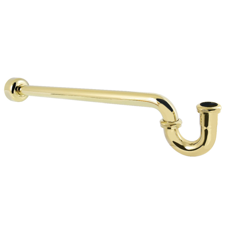 Kingston Brass Trimscape 1-1/4 Inch Decor P-Trap with High Box Flange, 24 Inch Length, 18 Gauge, Polished Brass