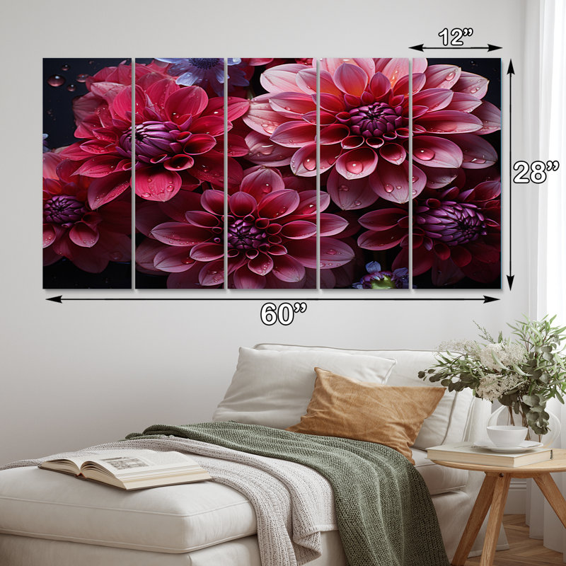 Majestic rose Dahlia II - ensemble de décoration murale floral en métal