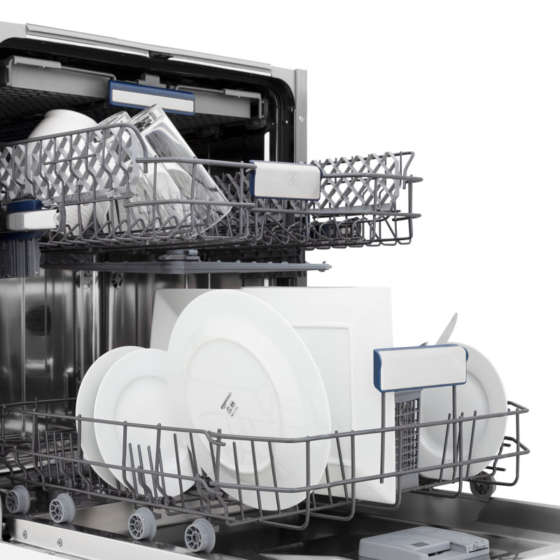 ZLINE Autograph Edition 24" Tallac Series 3rd Rack Top Control Built-In Tall Tub Dishwasher in Custom Panel Ready with Accent Handle, 51dBa