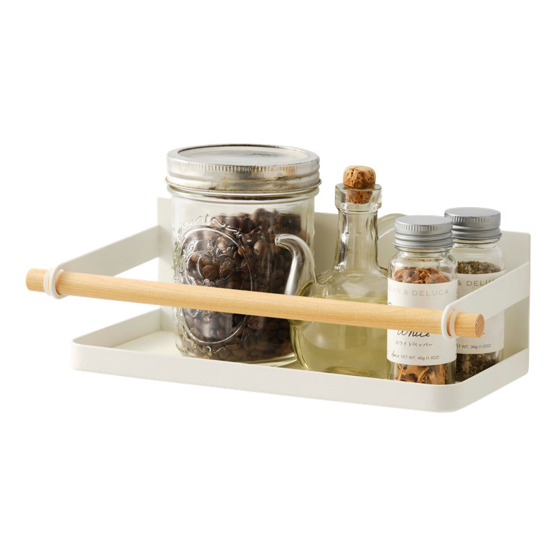 White Magnetic Wall-Mounted Wooden Spice Rack