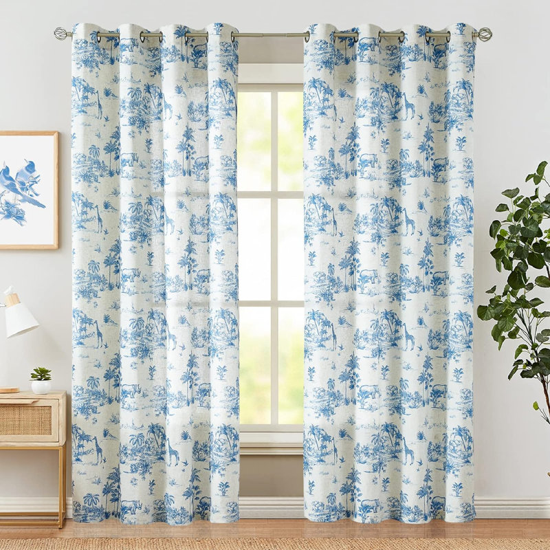 Nesha Semi Sheer Curtain Panel Pair, Black, 50" W x 84" L