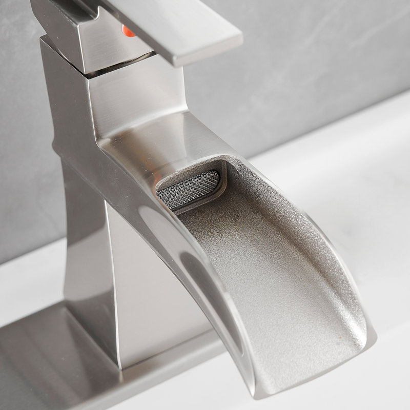 Brushed Nickel Single Handle Waterfall Bathroom Faucet with Deckplate