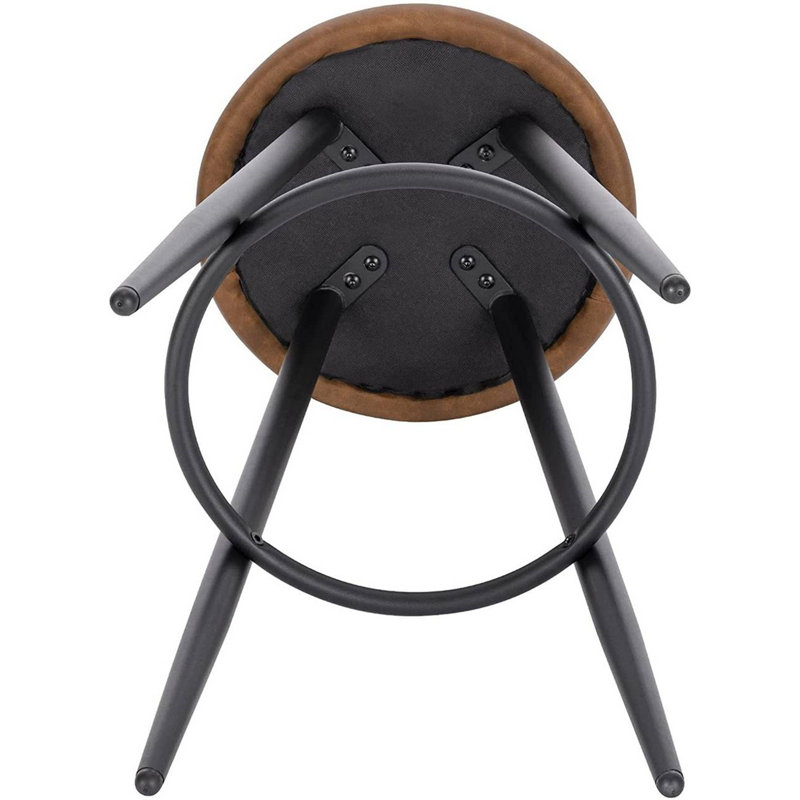 Ackeron Upholstered Counter Stool with Metal Frame, Brown
