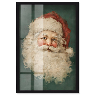 Père Noël, décoration murale de Noël en boîte-cadre par Art Remedy, cadre noir, 11 x 16