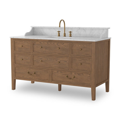 Elliston Single Wide Vanity-Carrara Marble