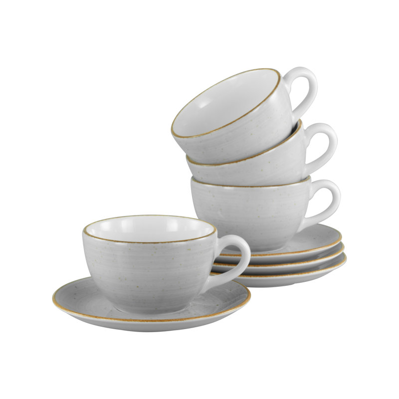 Vintage Nature Porcelain Cappuccino Cup, White/Grey
