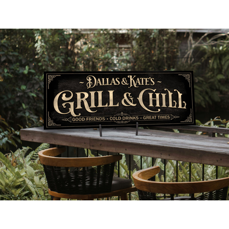 Plaque de cuisson «Grill & Chill» personnalisée sur métal, H 8 po x l 24 po x P 0,04 po, Oui