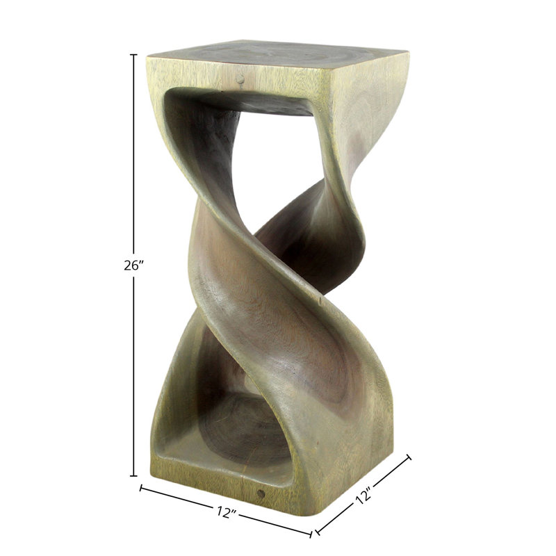 Lovejoy Solid Wood Abstract End Table, Grey
