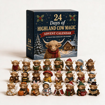 Cow Advent Calendar 24 Days Christmas Countdown Calendar with Cute Cow Figurine Ornaments Christmas Tree Hanging Decorations Holiday Christmas Decorations Gifts