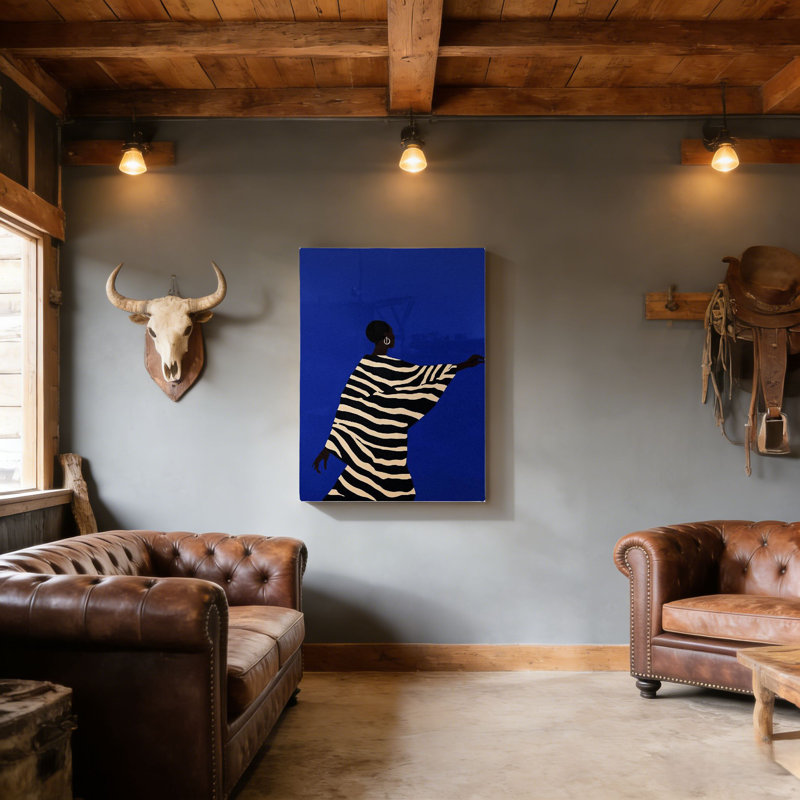 Figurine à rayures, art mural en bois à l'arrière 30 x 20