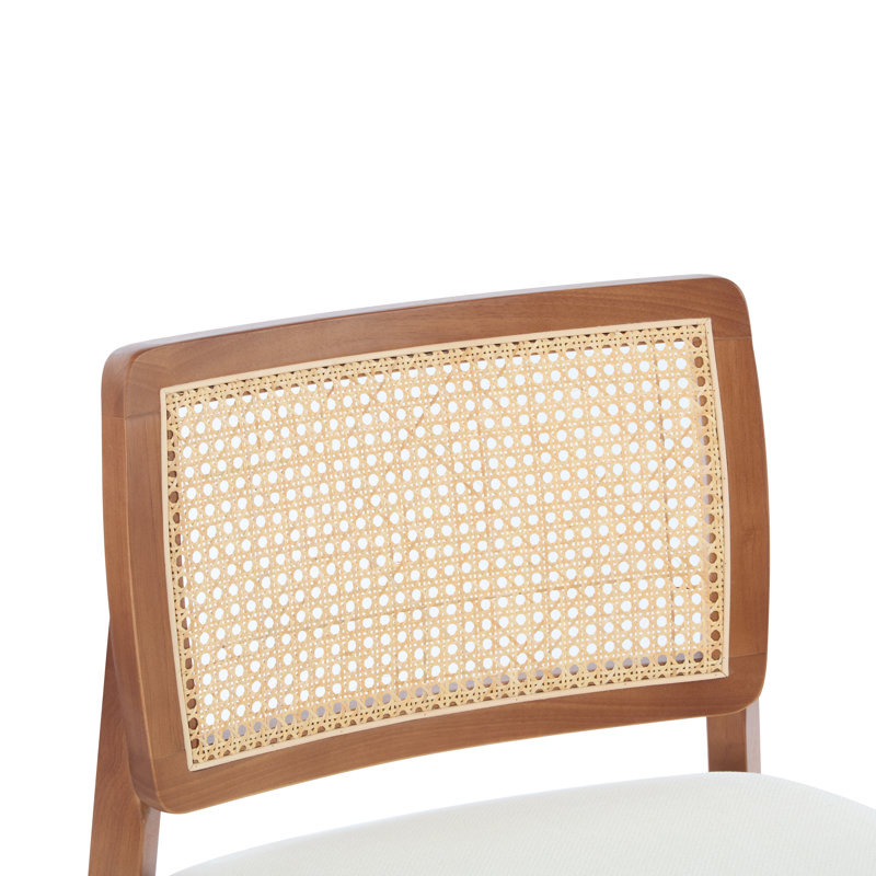 [Ensemble de 2] Méridienne beige moderne avec dossier tissé, structure en bois robuste, sièges d'appoint minimalistes et élégants pour le salon, la chambre à coucher ou le bureau