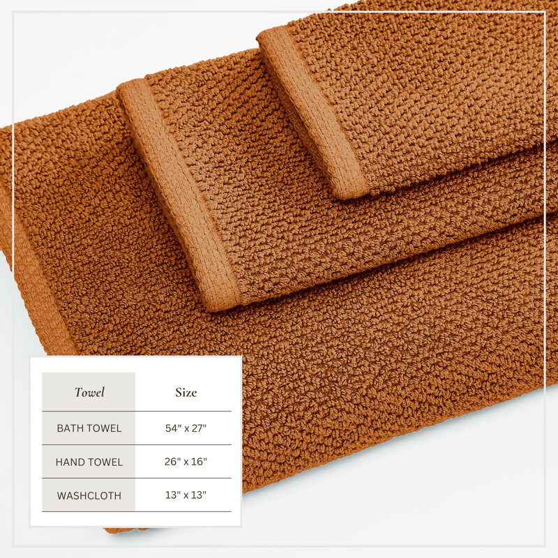 Drap de bain 100% coton texturé, Copper, Ensemble 6 pièces