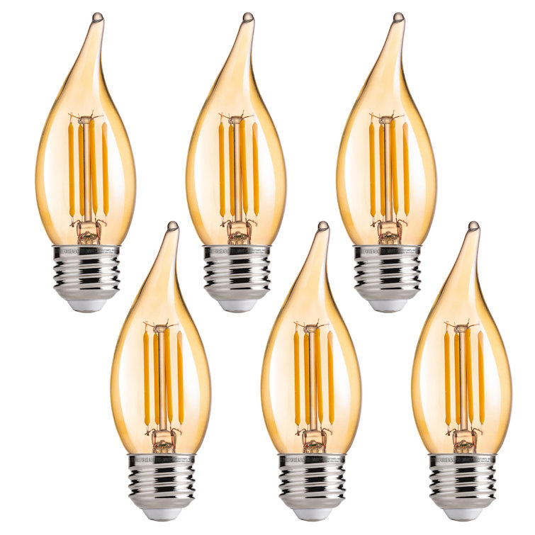 CA11E26 Led Candelabra Bulbs, Dimmable Led Chandelier Light Bulbs, 40w Equivalent, 2200k Warm White Light, 330lm, Amber Glass Finishing, 6 Pack