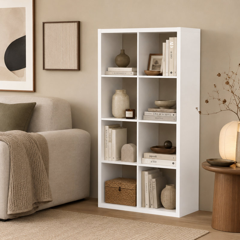 8 Cube White Storage Bookcase