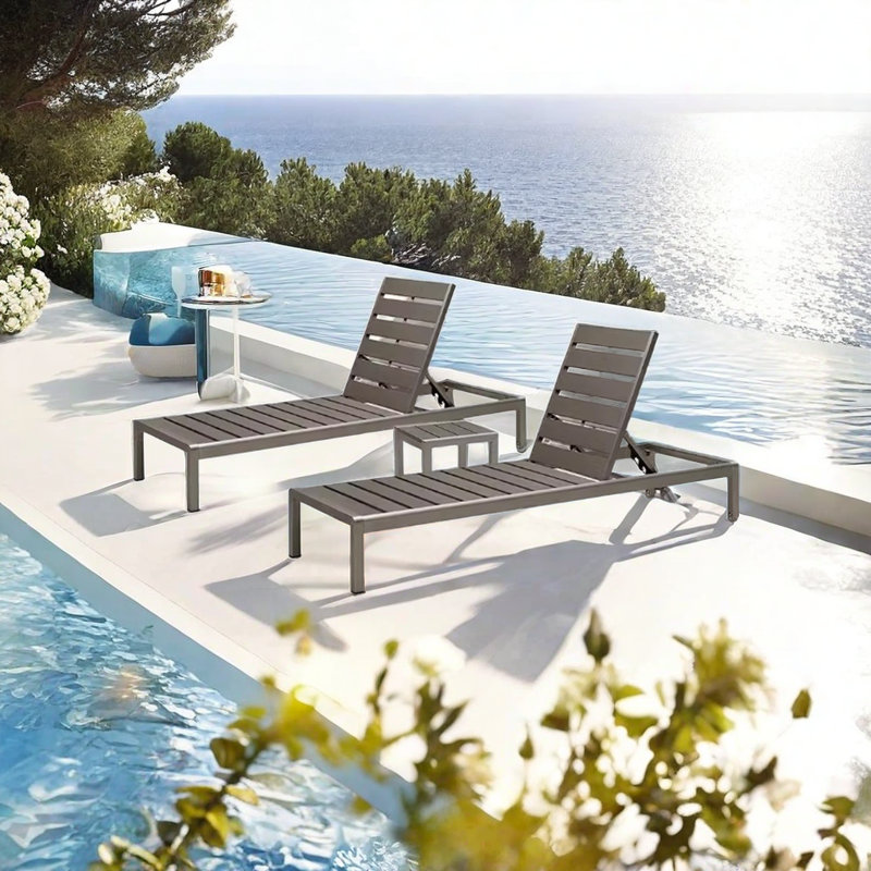 Rakiura Outdoor Chaise Lounge Set with Table