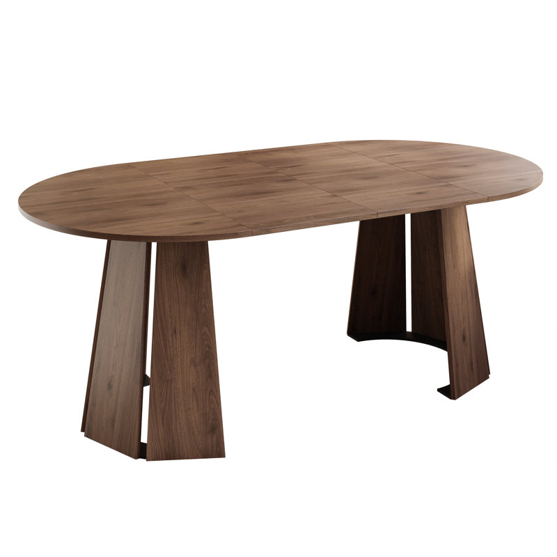 Extendable Round Dining Table, Brown, 76cm H x 180cm W x 180cm D