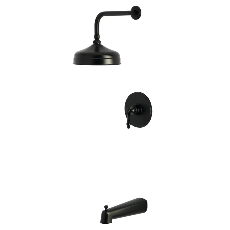 Kingston Brass Single-Handle Pressure Balanced Tub and Shower Faucet, Matte Black
