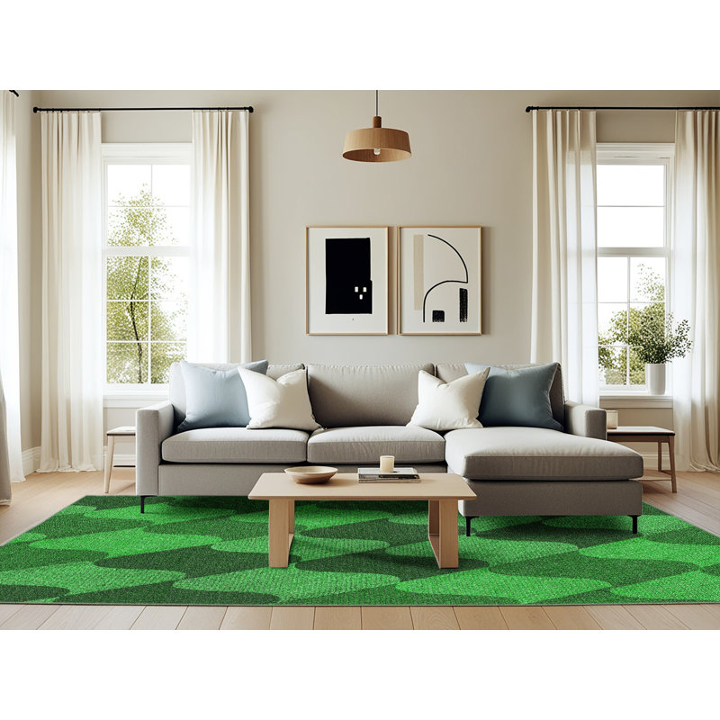 Tapis géométrique vert, Rectangle 6 pi x 9 pi